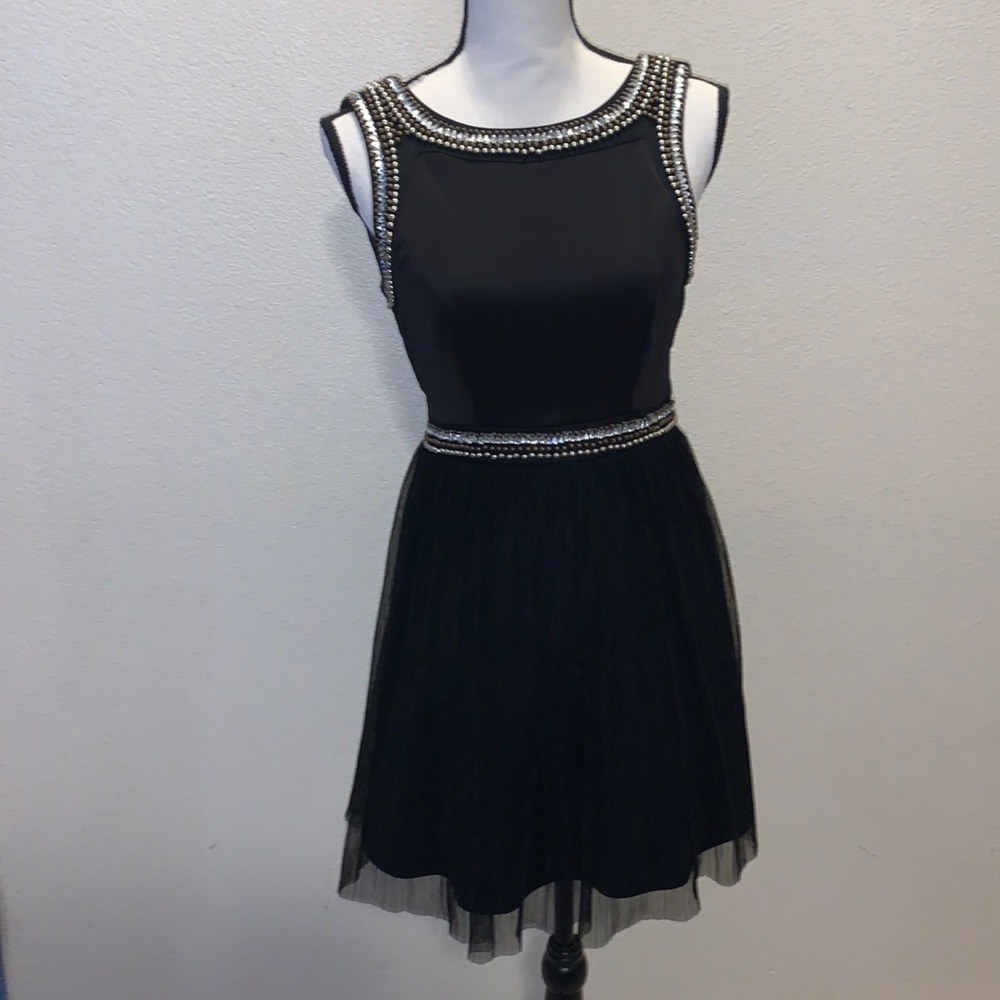 Love Reign black silver equines fit n flare formal dress